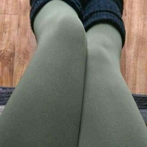 Army Green One Size Fleece Lined Leggings